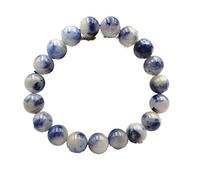 9.5mm Top Natural Blue Rutilated Dumortierite Quartz Crystal Rare Round Beads Women Men