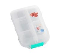 9.5x6.5x3cm Portable Pill Case - Travel Pill Box Organiser | Tablet Organiser | Travel Tablet Box with 147 Medicine Stickers | 10-Grid Compact Medicine Container | Personal Medication Box for Work