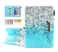 9.6-10.5 Inch Display Universal Case, Dteck Slim Leather Wallet Folio Flip Cute Cover for HD 10/ Samsung Galaxy Tab/Lenovo Tab/Onn/Android Tablet 9.6 9.7 10 10.1 10.2 10.3 10.4 10.5 Inch (Blue Sand)