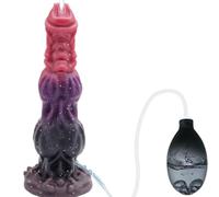 9.6" Squirting Dildo Monster Dildo, Tentacle Fantasy Dildos Ejaculating Toy with 2 Big Knot, Dragon Silicone Knotted Dildos with Strong Suction Cup, Adult Sex Toys for Women Men