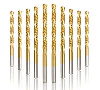 9/64" Titanium Drill Bits, HSS Metal Jobber Length Twist Drill Bits, 135° Split Point, Suitable for Drilling in Metal, Plastic, Wood, Pack of 10pcs, BECOLLO