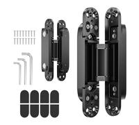 9.7" 2 pcs Hidden Hinges for Doors Invisible Hinge Concealed Hinges Zinc Alloy 180 Degree Swing Hinge 3 Way Adjustable Butt Silent Door Hinges 9.7 x 3.3 x 1inch (Black 10 inches)