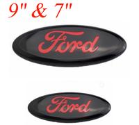 9" & 7" Compatible Ford Oval Badge TRANSIT MK6 MK7 RANGER - Black+Red