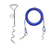 9.8/16.4/32.8Ft Dogs Tie Out Cable & Stake Set for Small Large Dogs Pet Yard Steel Leash for Beach