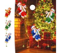 9.8" Climbing Santa Claus, Christmas Ornament Xmas, Musical Climbing Santa on Rope/Ladder, Climbing on Beads Musical Moving Figure Xmas Christmas Ornament, Home Decoration for Parties (Blue)