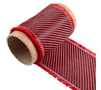 9.8 ft x 4 Inches Red Aramid Carbon Fiber Fabric Sheet 2x2 Twill Weave 3k/ 200g Pure Synthetic Carbon Fiber Cloth Roll for Structural Reinforcement on Concrete Walls, Basements, Boats