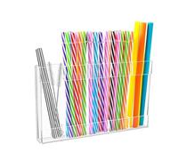 9.8”Large Acrylic Straw Holder for Cabinet Door - Reusable Tumbler Straw Organizer Storage Rack for Counter Cupboard Door Mounted (Transparent),Space Saving Kitchen Accessories Container