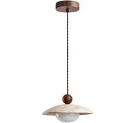 9.8" Natural Stone Spherical Pendant Light - Retro Rustic Wabi-Sabi Pendant Lamp for Kitchen Island & Dining Room Solid Wood Suspension Lighting Fixture Home Decor