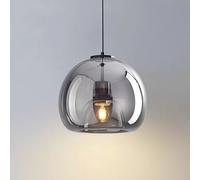9.8" Smoke Gray Glass Pendant Light - Blown Glass Globe Pendant Light, E27 Vintage Hanging Lamp for Kitchen Island, Bedroom, Dining Room (Silver Gray)