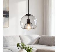 9.8" Smoke Gray Glass Pendant Light - Blown Glass Globe Pendant Light, E27 Vintage Hanging Lamp for Kitchen Island, Bedroom, Dining Room (1 Smoked Gray)