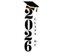 9.8 x 30.7 in Dechom Class of 2026 Graduation Window Sticker - Vinyl Waterproof Removable Decal for Car, Home, Classroom, Dorm - Peel and Stick