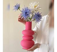 9.84'' Tall Ceramic Vase, Flower Vases for Home Office Wedding Decor, Modern Unique Vase for Table Centerpiece Book Shelf Living Room Housewarming Gift (Hot Pink-b)