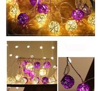 9.84FT Christmas LED String Lights with 20 Bulbs, Rattan Ball Design, USB-Powered, Indoor/Outdoor Use - Compatible with USB Power Sources