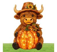 9.84Inch Solar Powered Highland Cow Pumpkin Light, Halloween Decoration