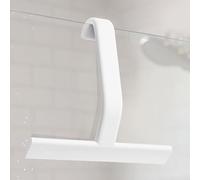 9.85"Black Squeegee for Shower,Silicone Shower Squeegee with Built-In Hook All-one-Piece Shower Screen Wiper for Glass Doors & Bathroom Cleaning (White)