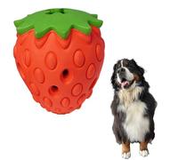 9.8CM Indestructible Dog Toys for Large Dog, Slow Puzzle Feeder in Durable Natural Rubber, Chew Toys for Aggressive Chewers, Indestructible Dog Balls, Interactive Treat Dispensing Dog Toy, Strawberry