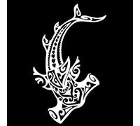 9.8CMx16.1CM Vinyl Decal Car Sticker Hammerhead Shark Fish Tribal Pattern Black/Silver Car Body Rearview Mirror Glass Tank Cap Sticker Decoration