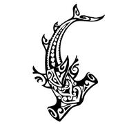 9.8CMx16.1CM Vinyl Decal Car Sticker Hammerhead Shark Fish Tribal Pattern Black/Silver Car Body Rearview Mirror Glass Tank Cap Sticker Decoration
