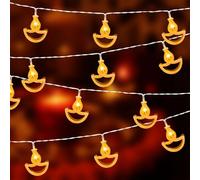 9.8FT 20 LED Diwali String Lights, Diwali Decorations for Home, Warm White Indian String Lights for Indoor Outdoor Mandir Indian Hindu Pooja Puja Party Festival Gifts
