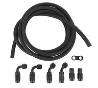 9.8ft AN6 Braided Fuel Line Hose with Fitting Adapter Separator Clamp Kit, Reusable Swivel Fuel Hose for Universal Car Application, High Pressure 500PSI Nylon Stainless