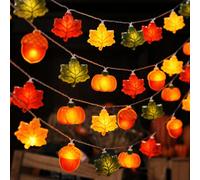 9.8Ft Fall String Lights: 20 Led Battery-Operated Pumpkin, Maple Leaf & Acorn Decor With Timer & 8 Modes For Autumn Indoor