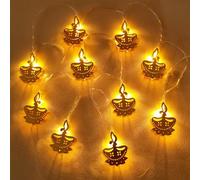 9.8ft Lotus Candle Diwali String Lights, 20 LED Multi-Color Fairy Diya Curtain Lights, Window String Lights for Diwali, Wedding, Party, Indoor Outdoor Bedroom Decoration(Flame)