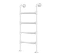 9.8ft White Metal Wall Mounted Step Ladder 330lbs Capacity Ideal for Loft Library High Bed Attic RV Basement Window Well Bunk Bed Access (175cm/69in)