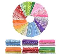 9.8X 9.8 42Pcs Cotton Print Fabric Bundle Squares Pre-Cut Multicolor Design Printed Quilting Sewing Floral for Quilting Patchwork DIY Craft Scrapbooking Cloth (Red/Yellow/Green/Blue/Pink/Purple)
