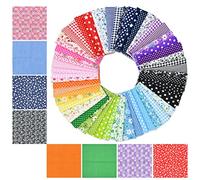 9.8X 9.8 56Pcs Cotton Print Fabric Bundle Squares Pre-Cut Design Printed Quilting Sewing Floral for Quilting Patchwork DIY Craft Scrapbooking Cloth (Red/Yellow/Green/Blue/Pink/Purple/Black/Navy)