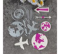 9.8x9cm Airplane Earth Arrow Metal Cutting Dies Cut Stencils for Scrapbooking Embossing Paper Photo Album Decorative Card Making Template