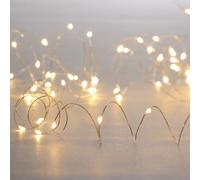 9.95M Battery Operated Warm White LED Silver Micro Wire Fairy Lights - 200 Lights