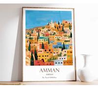 9 Amman Print Amman Travel Poster Jordan Travel Print Islamic Decor Gift for Muslim Islamic Wal Poster A5 - Wall Art Home Decor Movie Poster Canvas Film Cinema Retro Vintage Cult Classic Nostargic Sa