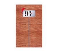 9 and 3/4 Cross Station Sign Brick Wall Background, Secret Passage for Wizard Party, Wizard Party Wall Decoration, Platform 9 3/4 Door Curtain, 110 * 180CM