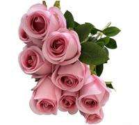 9 Artificial Rose Buds In Silk Fabric For Wedding Decor For Home Styling Floral Design Projects Natural Stem Appearance And Soft Petals(E)