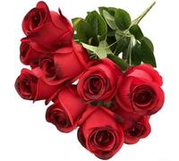 9 Artificial Rose Buds In Silk Fabric For Wedding Decor For Home Styling Floral Design Projects Natural Stem Appearance And Soft Petals(A)