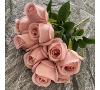 9 Artificial Rose Buds In Silk Fabric For Wedding Decor For Home Styling Floral Design Projects Natural Stem Appearance And Soft Petals(B)