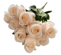 9 Artificial Rose Buds In Silk Fabric For Wedding Decor For Home Styling Floral Design Projects Natural Stem Appearance And Soft Petals(C)