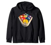 9-Ball Billiard Pool Balls Rack Cool Illustration Gift Zip Hoodie