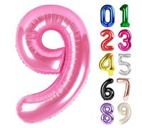 9 Balloon - Pink Birthday Number Balloons, 40 Inch Large Foil Balloons for Men Women Boys Girls Pink Themed Birthday Decorations