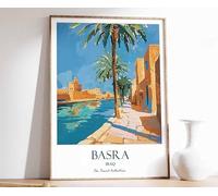 9 Basra Print Basra Travel Poster Middle East Travel Print Islamic Decor Gift for Muslim Iraq A Poster A5 - Wall Art Home Decor Movie Poster Canvas Film Cinema Retro Vintage Cult Classic Nostargic Sa