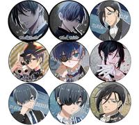 9 Black Butlers Tinplate Badge 58MM Anime Figure Brooch Cool Pins, Sebastian&Ciel Cosplay Accessories