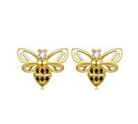 9 Carat Gold Honey Bee Stud Earrings for Women 9ct Yellow Gold Honeycomb Bee Flat Back Stud Earring Jeweley Gifts for Wife Girls Her Mom Birthday Anniversary Christmas