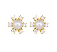 9 Carat Yellow Gold Au375 Snowflake Earrings for Women White Pearl