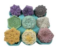 9 Cavities Mixed DIY Soap Mold,Handmade Soap Making Silicone Tray,Flower Silicone Mold for Natural Soap,Scented Candle Wax,Plaster Diffuser,Crystal Epoxy Decorations (IB-9 Mixed Flower Mold#4)