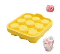 9-Cavity Rose Ice Cube Tray, Large Square Silicone Flower Ice Mold with Removable Lid, Food-Grade Flexible Silicone Reusable Ice Maker for Whiskey, Cocktails, Bourbon & Iced Coffee, BPA Free (Yellow)