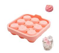 9-Cavity Rose Ice Cube Tray, Large Square Silicone Flower Ice Mold with Removable Lid, Food-Grade Flexible Silicone Reusable Ice Maker for Whiskey, Cocktails, Bourbon & Iced Coffee, BPA Free (Pink)