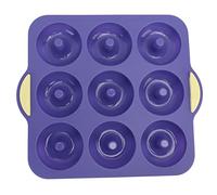 9 Cavity Silicone Donut Pan, Silicone Baking Pan for Cake Bagels Muffins, (Royal Blue)