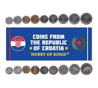 9 Coins From Croatia | Croatian Coin Set Collection 1 2 5 10 20 50 Lipa 1 2 5 Kuna | Marten | Brown Bear | Nightingale | Tuna | Corn | Tobacco | Olive | Velebit Degenia | Red Oak | Grapes