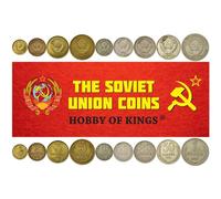 9 Coins from Soviet Union (Russia) | Soviet Coin Set Collection 1 2 3 5 10 15 20 50 Kopecks 1 Ruble | Circulated 1961-1991 | Hammer And Sickle