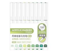 9 Color Acrylic Paint Pen With Brush Tip Liquid Acrylic Paint Marker Pen For Journaling Painting Coloring Card Making Drawing Pens